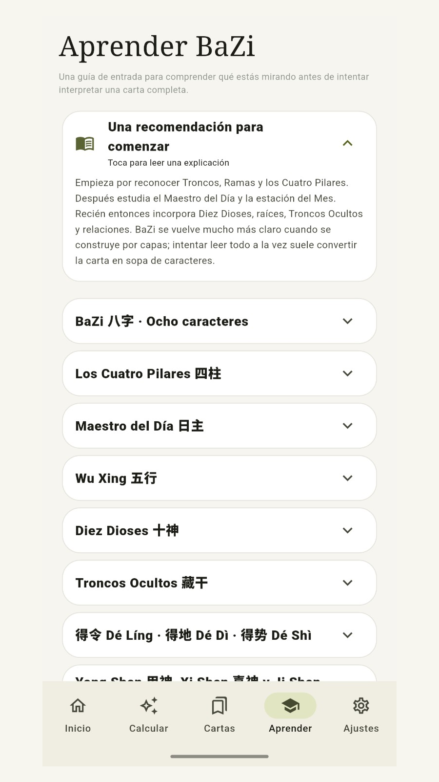 Visualización de los Cuatro Pilares